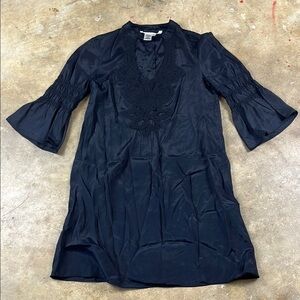 Sophie Max Black Tunic Dress with 3/4 Sleeves and Mandarin Collar
Size: small